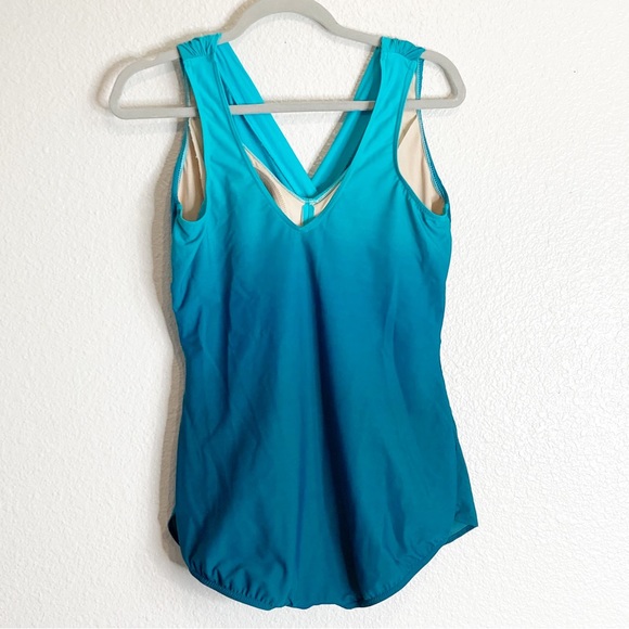 Lands end One Piece SlenderSuit V-Neck Tummy Control Skirted Swimsuit 14DD - Picture 6 of 10